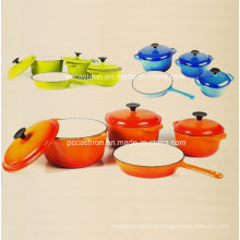 O cookware do ferro fundido do esmalte 4PCS ajustou a fábrica aprovada LFGB China